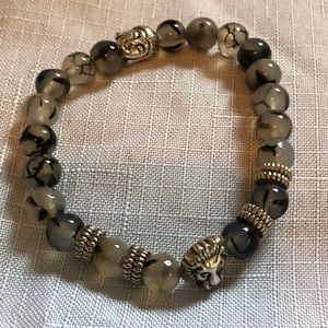 Buddha/Lion Agate Bracelet